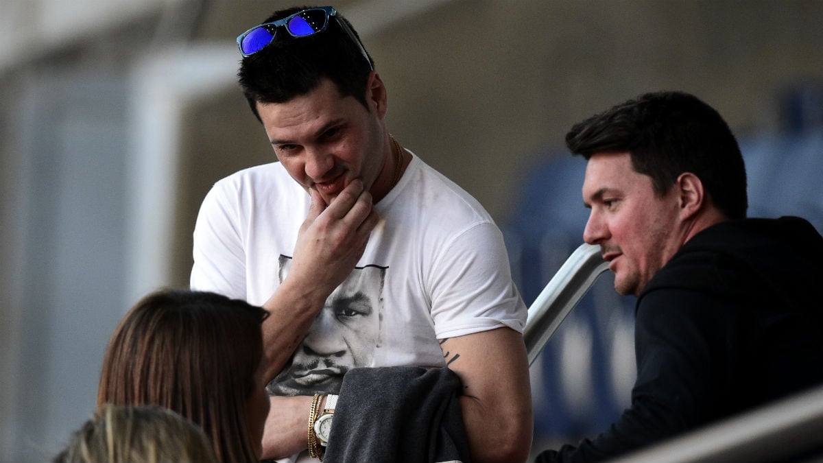 Matías Messi y su hermano Rodrigo, en un entrenamiento del Barcelona. (AFP)