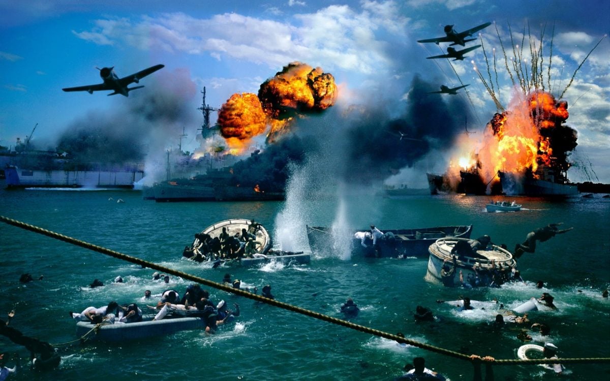 Ataque aeronaval japonés a Pearl Harbour.