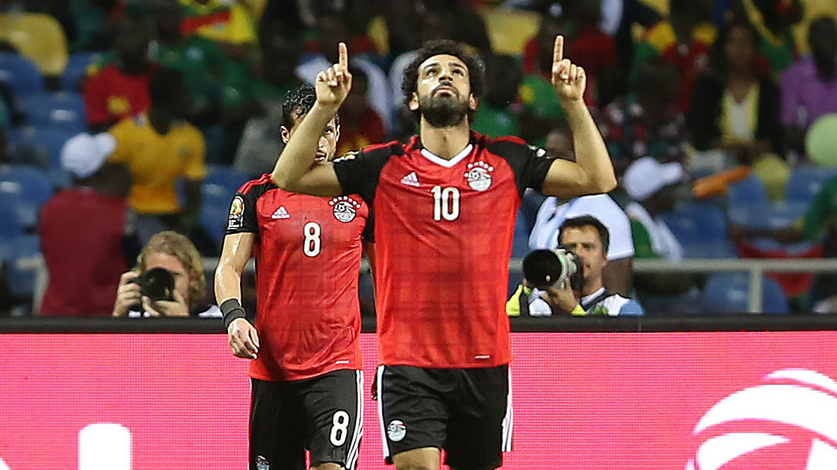 Mohamed Salah celebranco un tanto con Egipto (Getty)