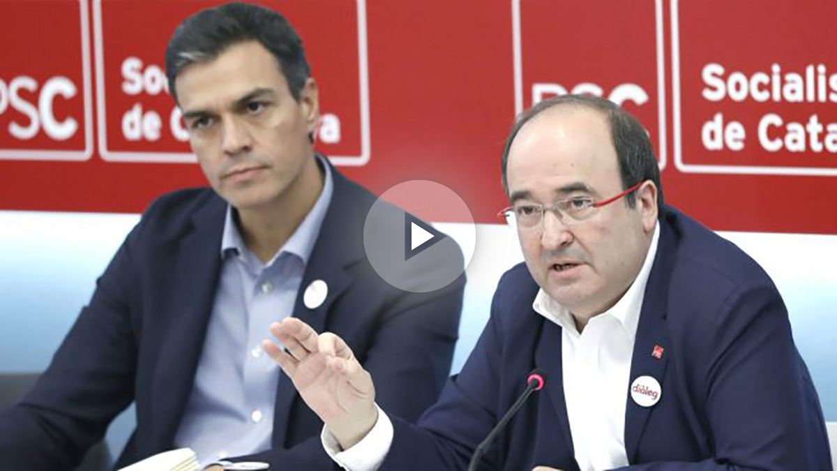 El secretario general del PSOE, Pedro Sánchez (i), y el primer secretario del PSC, Miquel Iceta (i). (Foto: EFE)