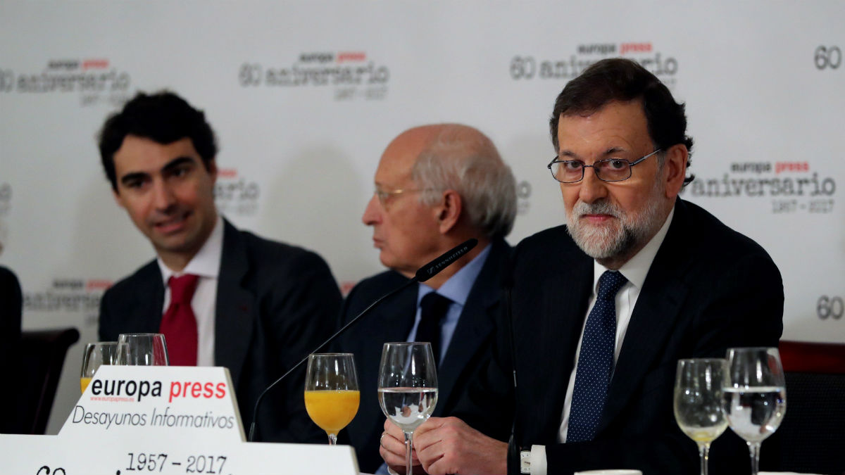 El presidente del Gobierno, Mariano Rajoy, durante su participación en un desayuno informativo (Foto:Efe)