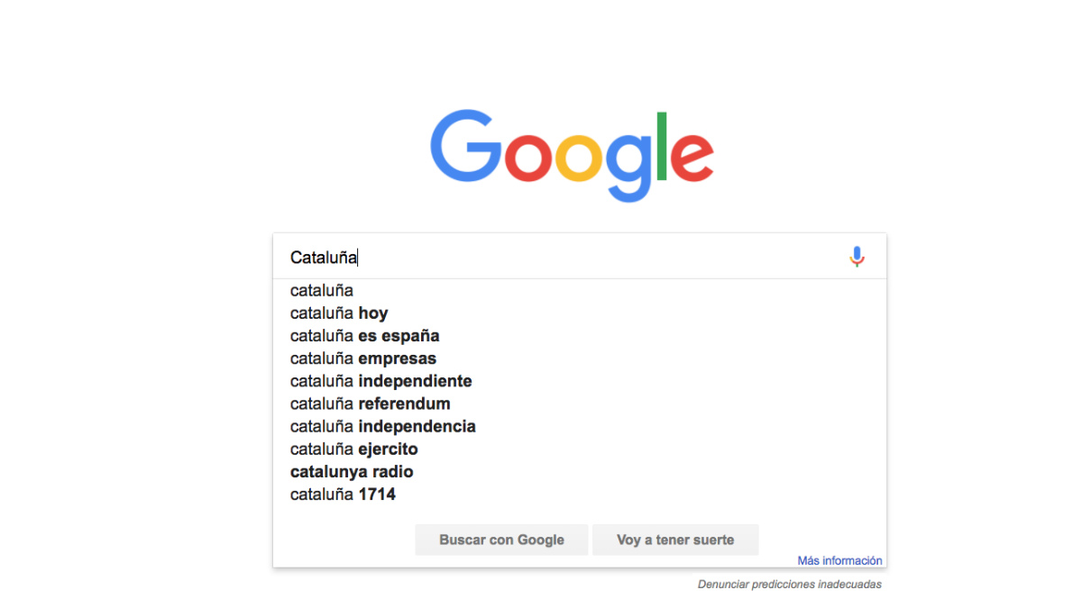 La búsqueda en Google del término «Cataluña» es el que más ha crecido respecto al 2016.
