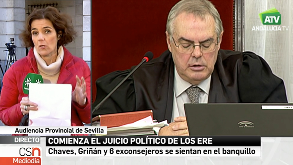 Rótulo de Canal  Sur que llama «juicio político» al caso ERE.