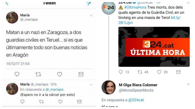 Una asociación de la Guardia Civil denuncia los miserables tuits celebrando el asesinato de dos agentes