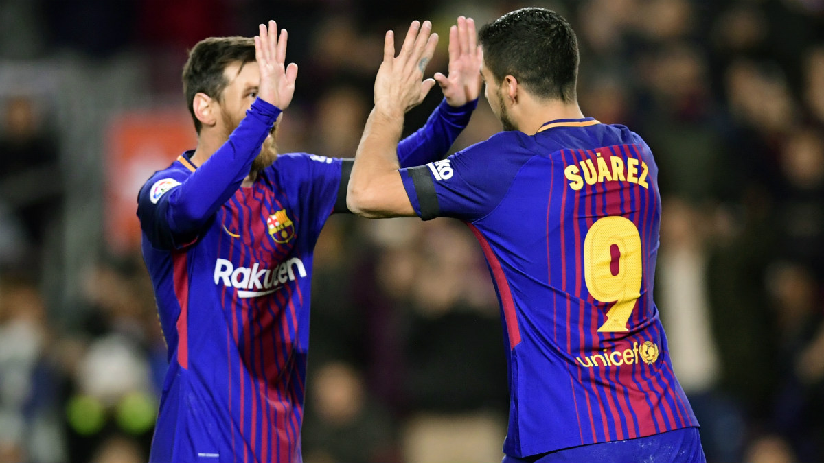 Messi y Luis Suárez durante un partido | Alineación oficial del Barcelona (AFP)