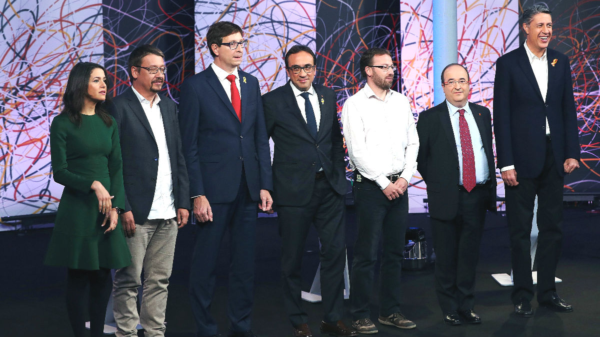 Los candidatos al 21-D, en el debate electoral organizado por La Sexta.