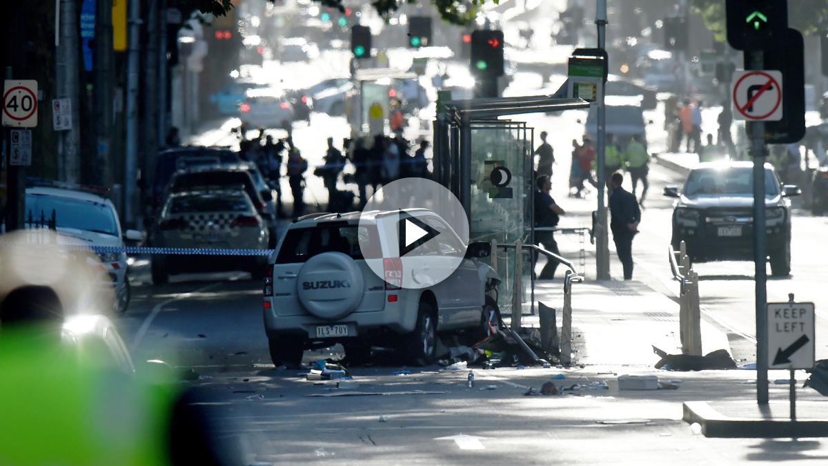 Vehículo usado para el atropello masivo en Melbourne. (Foto: AFP)