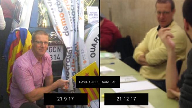 El mosso independentista Gasull i Sanglas en el acoso a la Guardia Civil y como presidente de mesa el 21-D