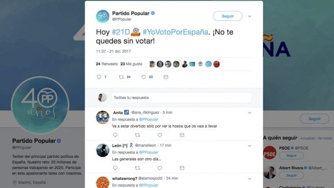 Tuit del PP el 21D