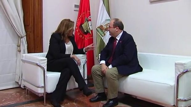 Susana Díaz y Miquel Iceta en la sede del PSOE-A en noviembre de 2016 (Foto.Twitter)