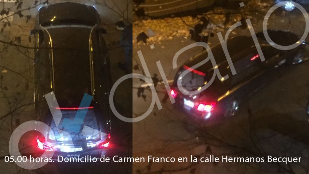 Un coche fúnebre llega al domicilio de Carmen Franco tras su fallecimiento. Foto: OKD