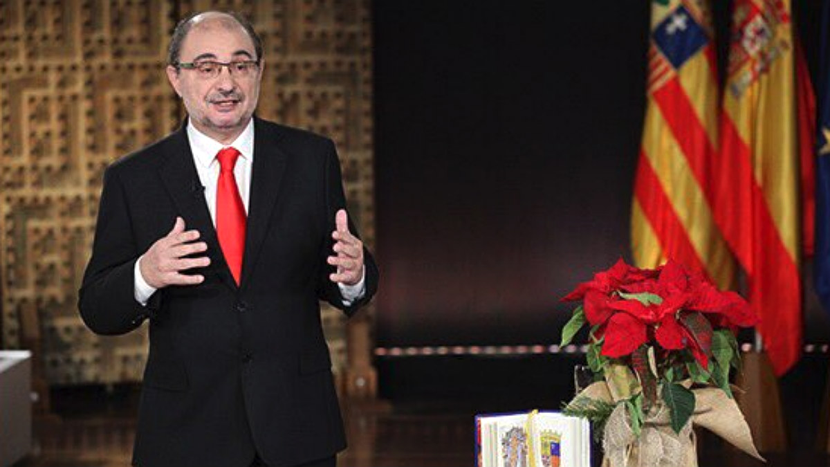 Javier Lambán, presidente de Aragón, durante su discurso de Año Nuevo.