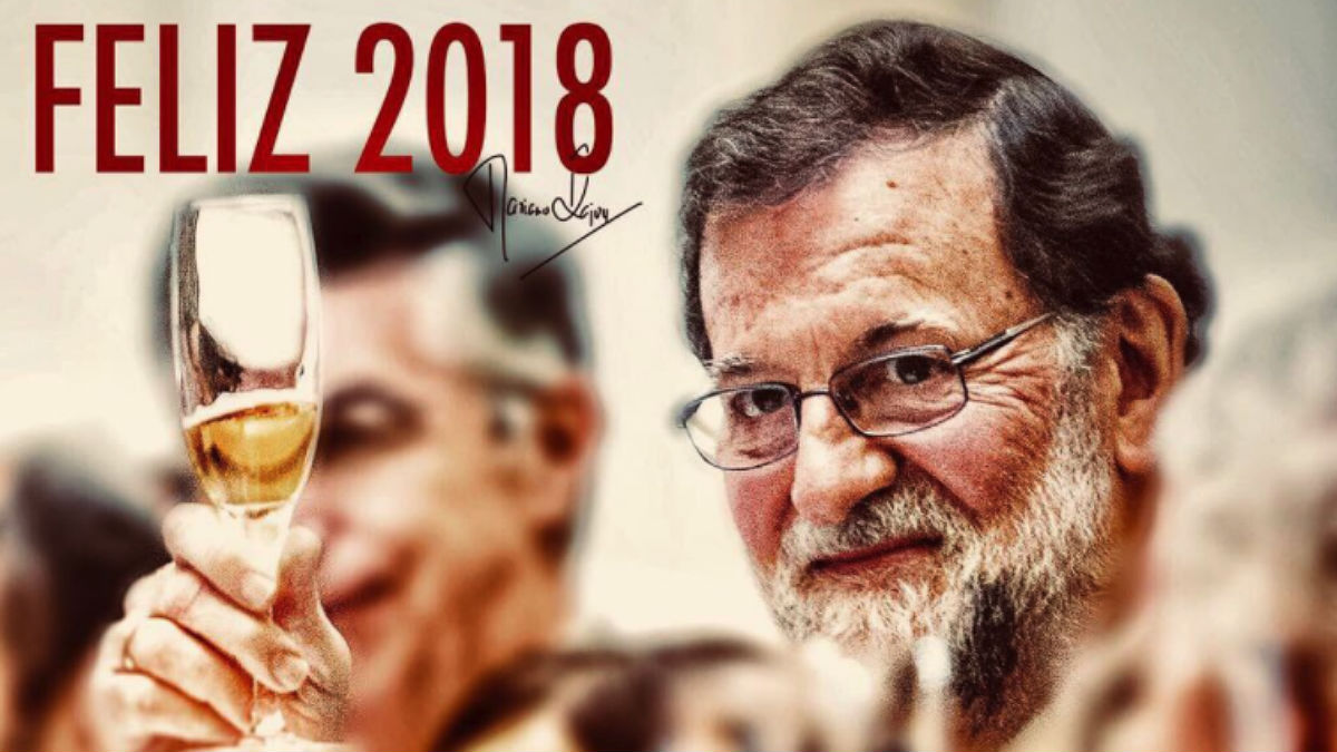 El presidente Mariano Rajoy brinda por un «feliz 2018» en su Twitter.