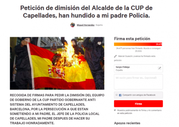 Petición de firmas para pedir la dimisión del alcalde de Capellades,Aleix Auber (CUP)