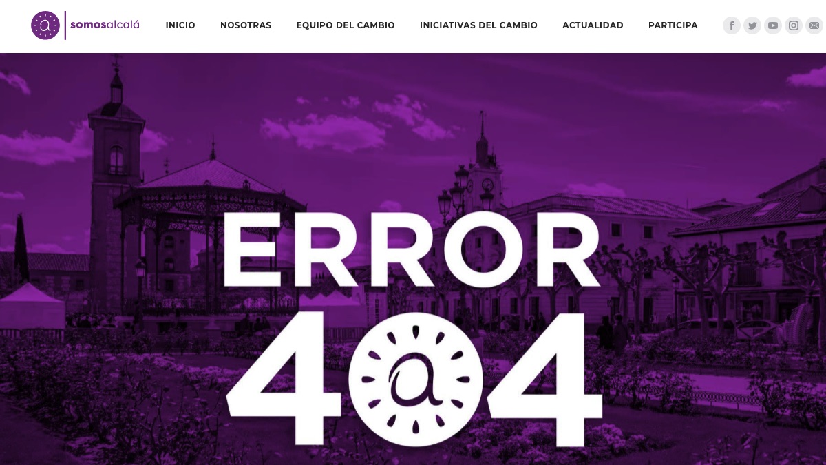 Web de Somos Alcalá donde ya no aparecen la lista electoral.