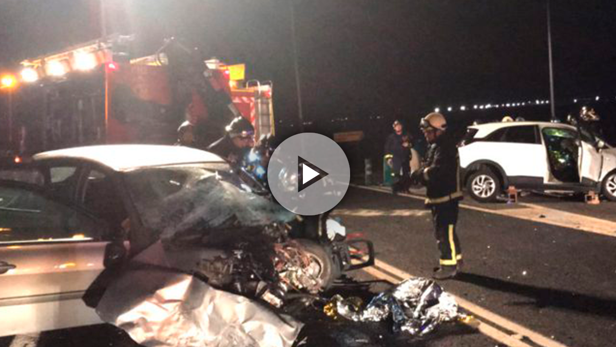 Imagen del accidente en el que murieron dos hombres en Madrid.