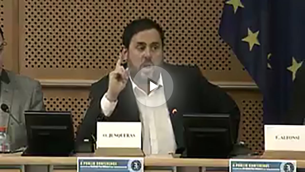 El ex vicepresidente del Govern, Oriol Junqueras, en un debate de 2013 en el Parlamento Europeo sobre el derecho a decidir