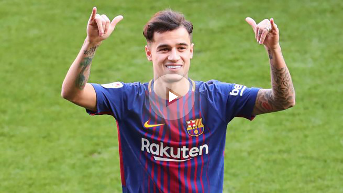 Coutinho durante su presentación con el Barcelona. (EFE)