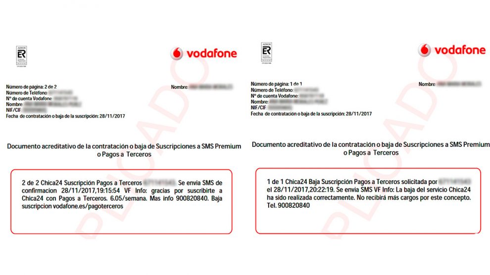 Un cliente denuncia que Vodafone le ha cobrado por las nueve suscripciones que ha dado de baja