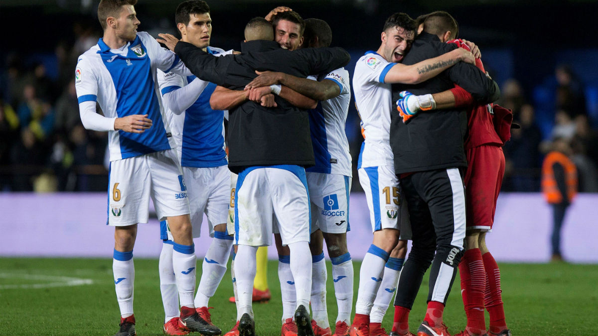 Los jugadores del Leganés celebran el pase a cuartos de la Copa. (EFE)