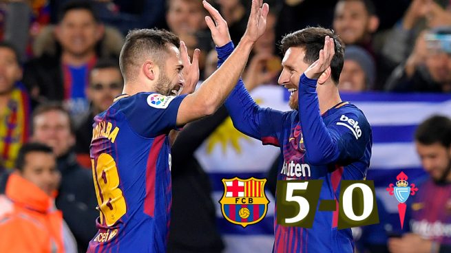 Messi y Jordi Alba lideran la manita al Celta (5-0)