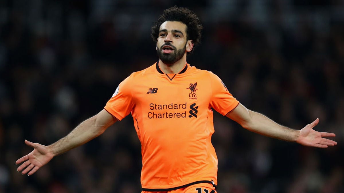 Mohamed Salah celebra un gol con el Liverpool (Getty).