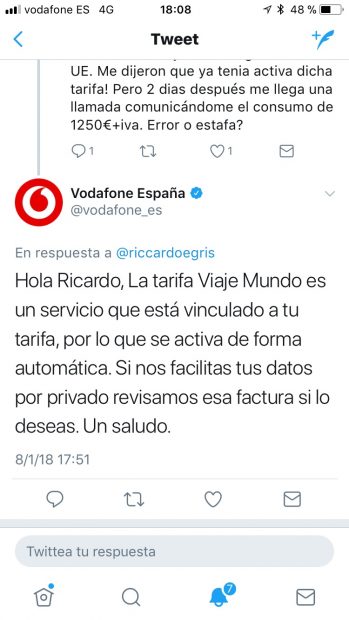 Vodafone soluciona la factura de roaming de un cliente 12 horas después de la publicación de OKDIARIO