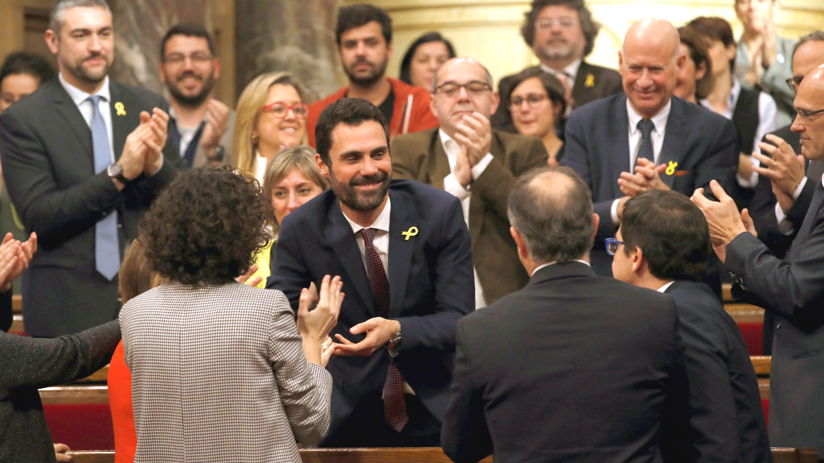 Roger Torrent (ERC), tras ser elegido como presidente del Parlament. (Foto: EFE)