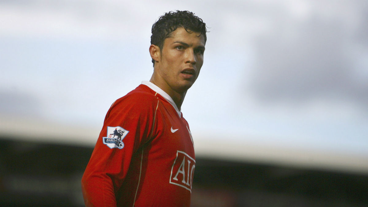 Cristiano durante un partido con el United (Getty)