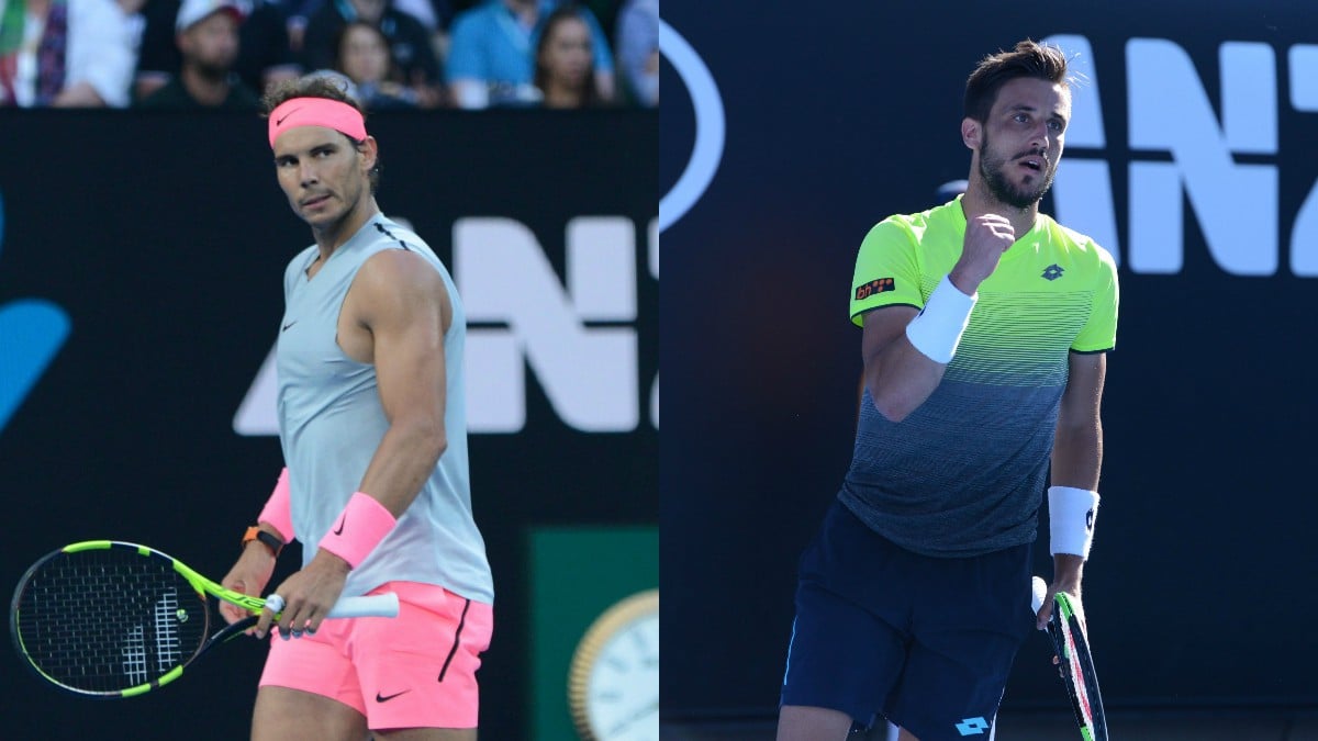 Rafael Nadal y Damir Dzumhur. (Getty)