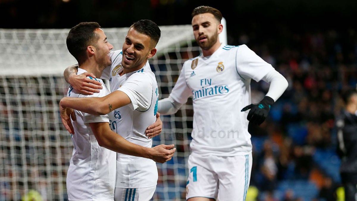 Lucas, Asensio y Mayoral celebran un gol. (Realmadrid.com)