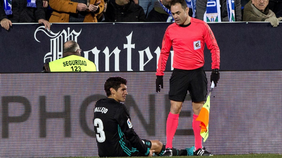 Jesús Vallejo, lesionado frente al Leganés. (EFE)