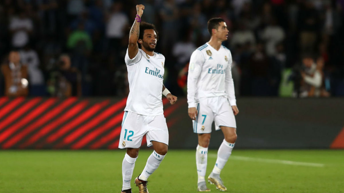 Marcelo celebra un triunfo del Real Madrid (Getty).