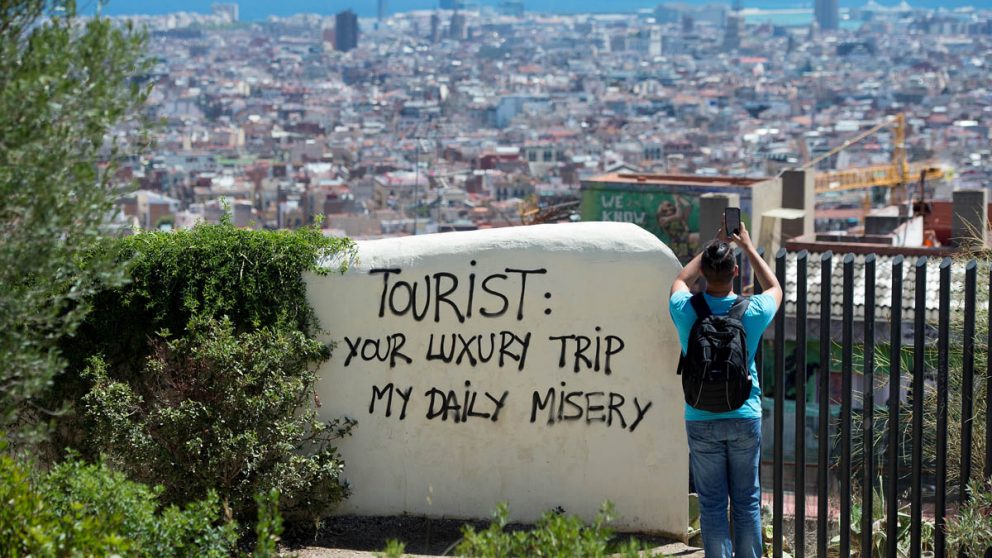Turismofobia en Barcelona (Foto: AFP)