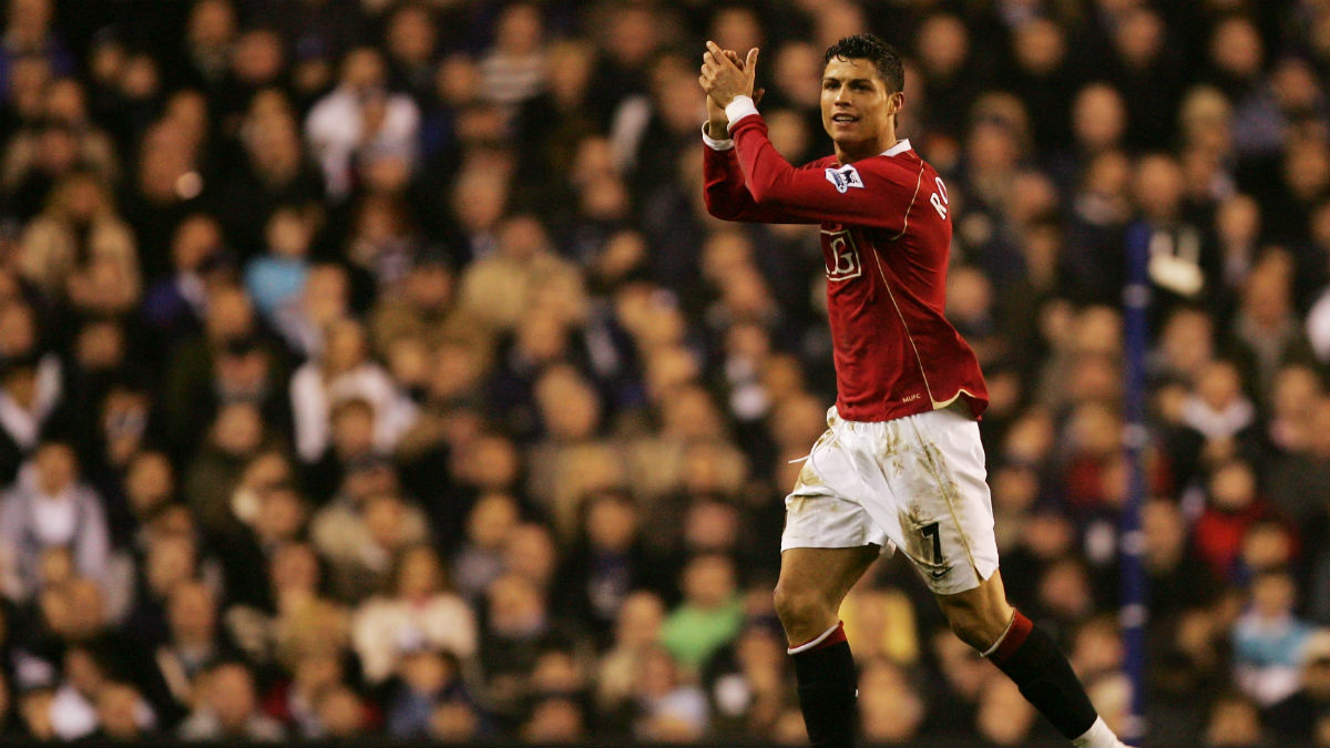 Cristiano Ronaldo durante su etapa en el United, 2003-2008 (Getty)