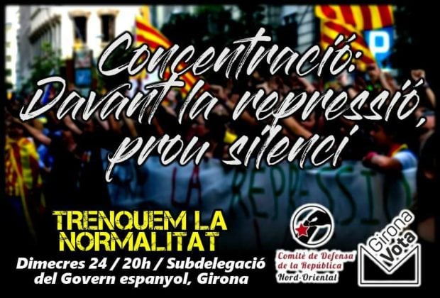 Cartel de manifestaciones de los CDR en protesta por los registros de la Guardia Civil