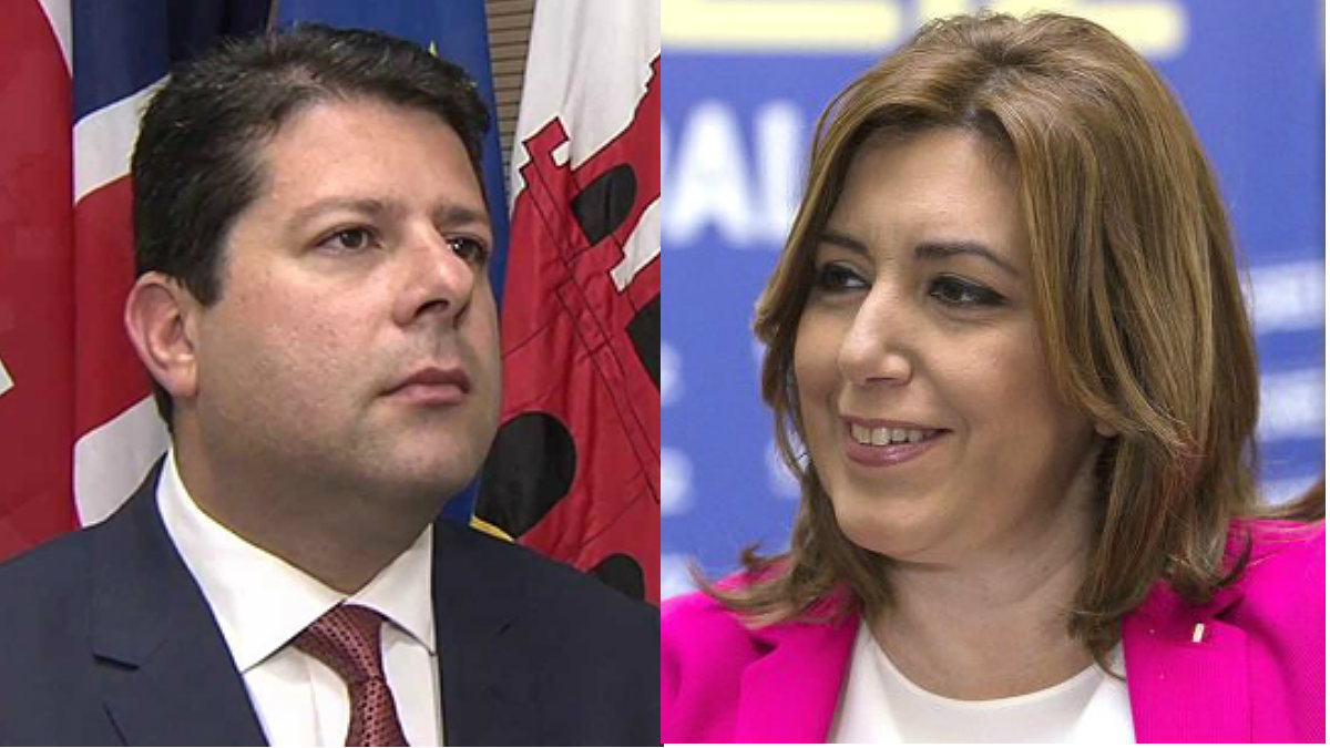 El ministro principal de Gibraltar, Fabian Picardo, y la presidenta andaluza, Susana Díaz.