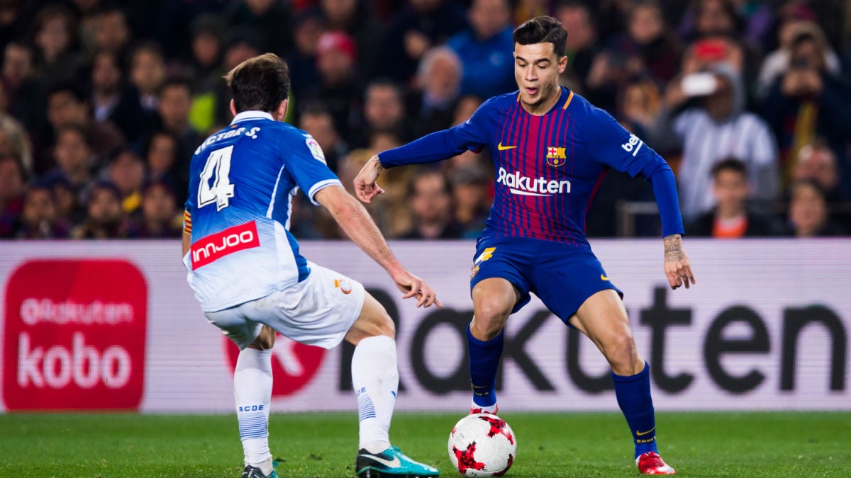 Philippe Coutinho, durante su debut en el Barcelona vs Espanyol. (Getty)