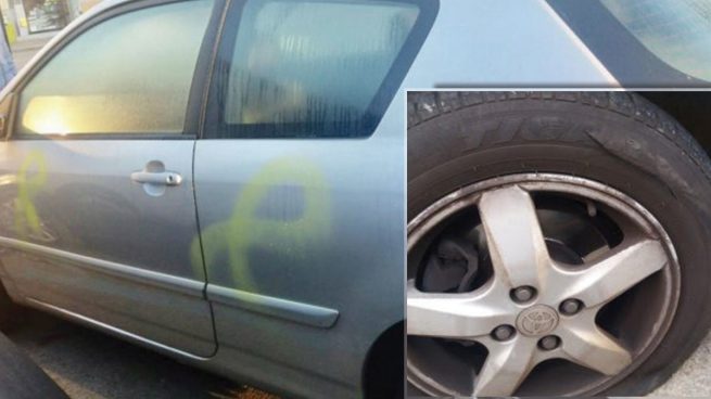 Rajan las ruedas a la hija del concejal de Ciudadanos a la que pintaron el coche con lazos amarillos