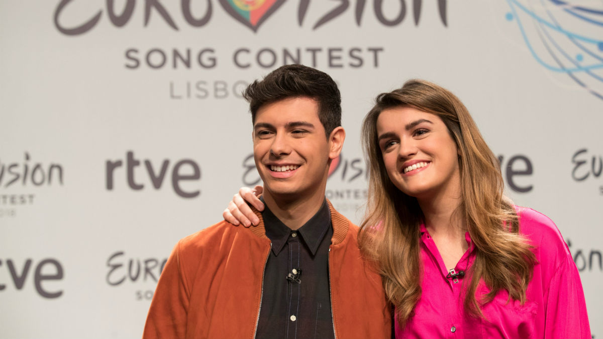 Amaia y Alfred durante la presentación de la canción de Eurovisión. (EFE)