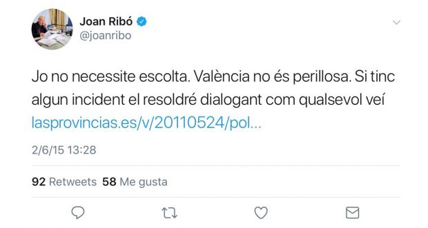 Ribó no quería escolta pero ya gasta más en su protección que Rita Barberá: 710.000€ anuales