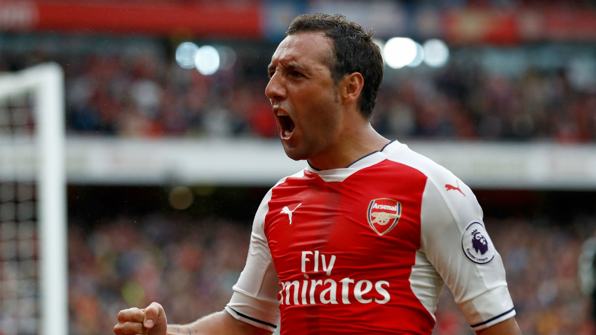 Cazorla celebrando un gol con el Arsenal en 2016 (Getty)