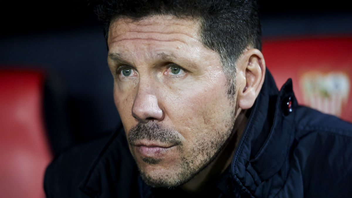 Simeone durante un partido con el Atlético de Madrid (Getty)