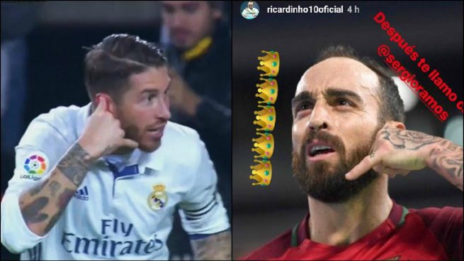 Ricardinho ‘llamó’ a Ramos para celebrar el pase de Portugal a semifinales