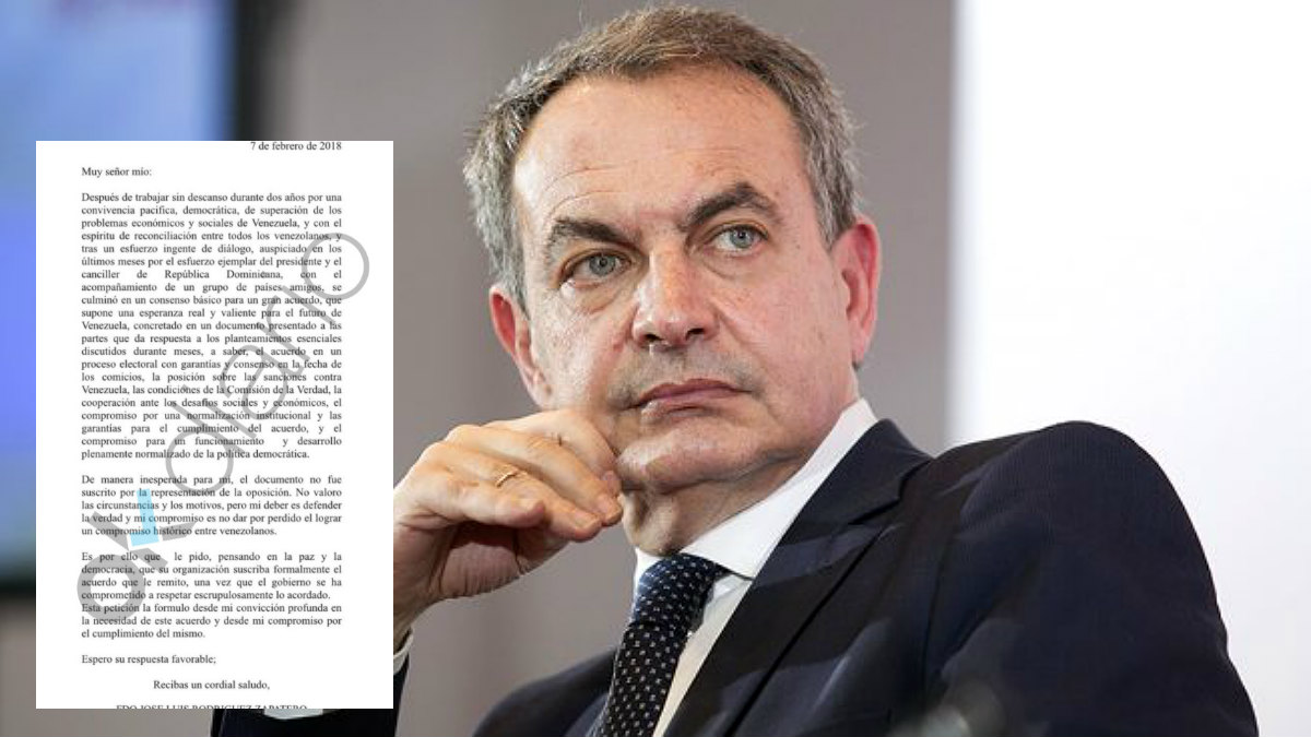 El ex presidente José Luis Rodríguez Zapatero y su carta de presiones a la oposición venezolana.