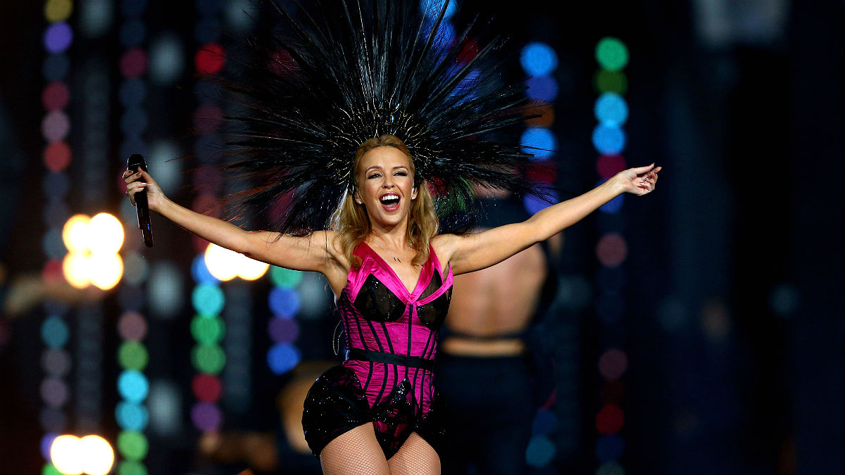 Kylie Minogue, en el concierto de clausura de los Juegos de la Commonwealth, en Glasgow 2014. (Getty Images)