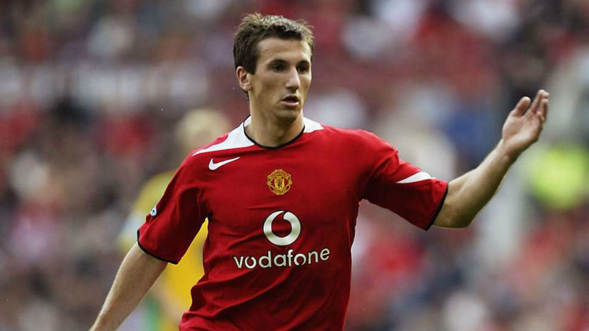 Liam Miller, en un partido con la camiseta del United.