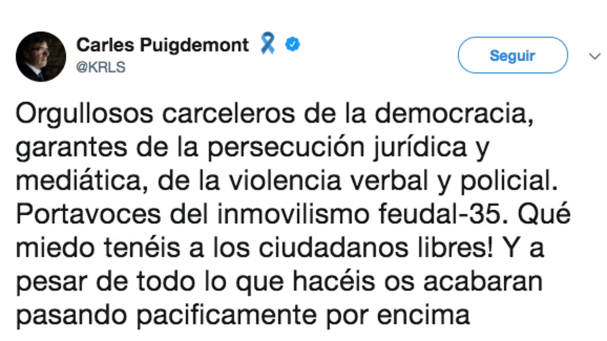 Tuit de Carles Puigdemont.