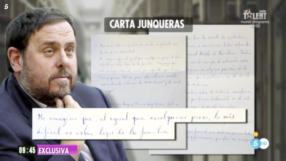 Carta de Oriol Junqueras a ‘El programa de Ana Rosa’.