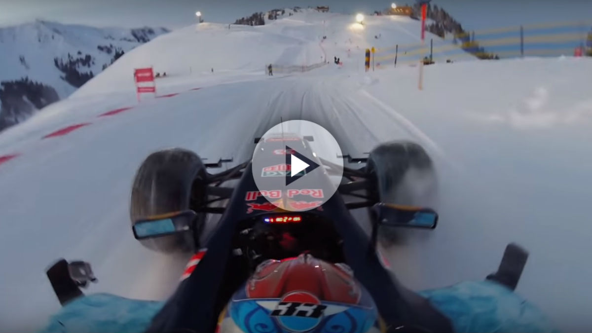 Max Verstappen ha demostrado toda su pericia al volante siendo capaz de controlar su monoplaza de Fórmula 1 en pleno descenso por una estación de esquí.